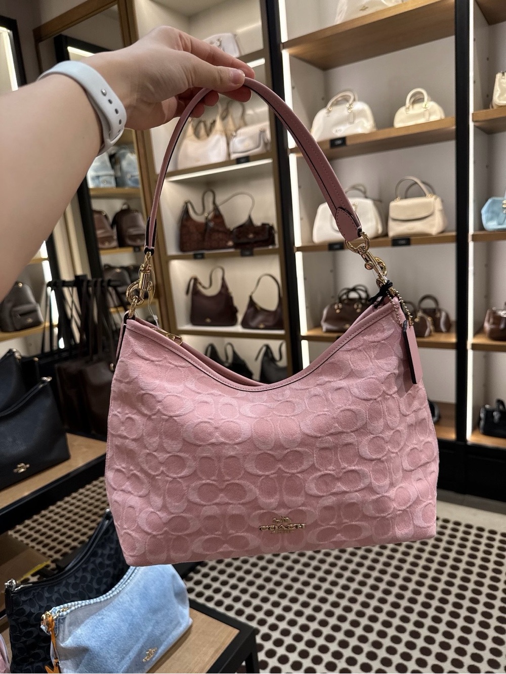 NWT！COACH Laurel Shoulder bag in Denim（CER66）light pink